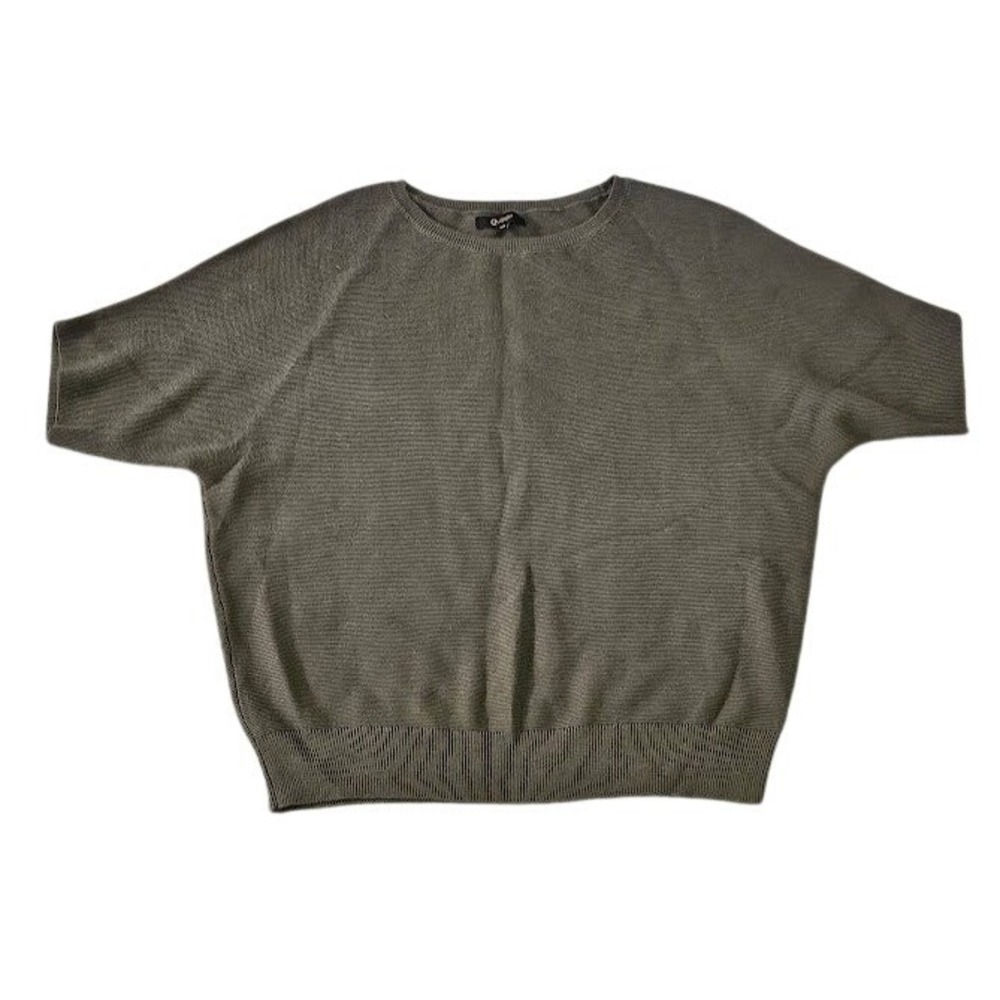 Quince Short Sleeve Sweater Women XS Olive Green Organic Cotton Cashmere Dolman